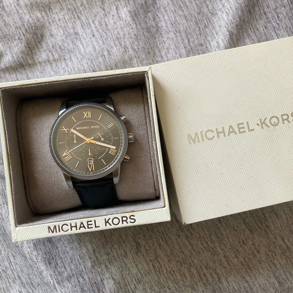 Michael Kors Black and Gold Chronograph Watch